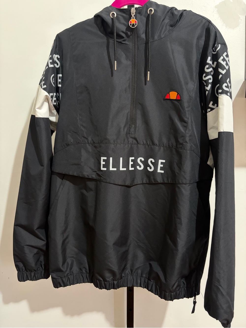 Ellesse Black Anorak Jacket with White Accents